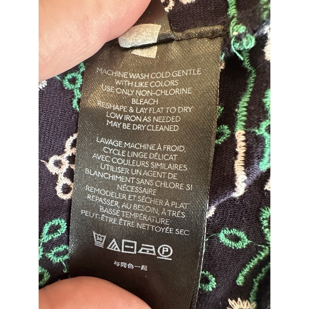 Maeve by Anthropologie Cammie Embroidered Peplum Top Eyelet Navy Green Tank L - Picture 4 of 7